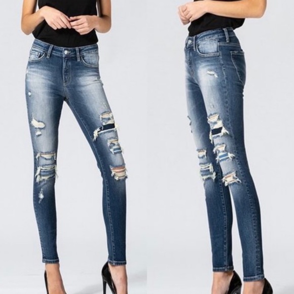 Felicia Distressed Dark Wash Jeans - Picture 2 of 8